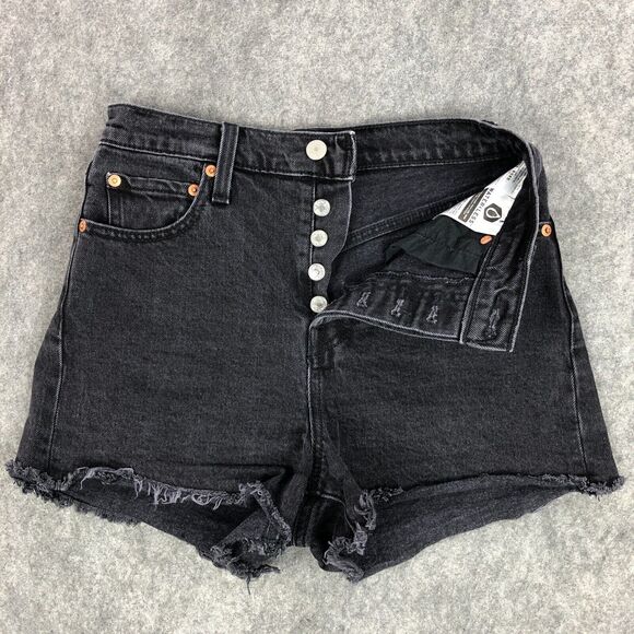 Levi's Pants - Levi’s- Premium Ribcage Shorts Black High Rise Cut Off Frayed Hem Faded